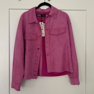 Zara suede jacket in pink - size x small